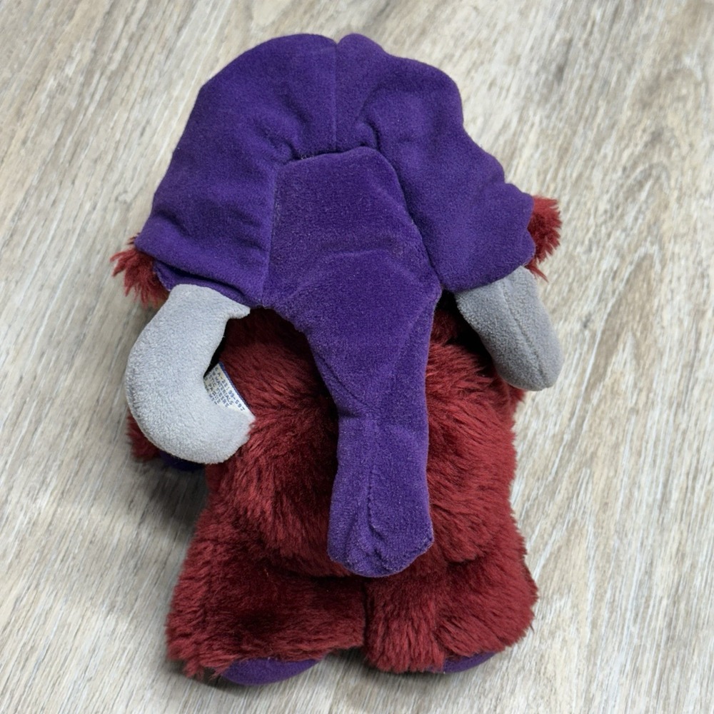 Vintage Carousel Guy 1986 Caveman Elephant Mammoth Plush Toy Burgundy Purple - Picture 3 of 9